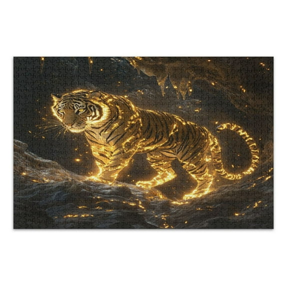 WOBOGO Golden Tiger Jigsaw Puzzle Challenge 500 Piece Jigsaw Suitable for Game Night Finished Size 20.5 x 14.9in