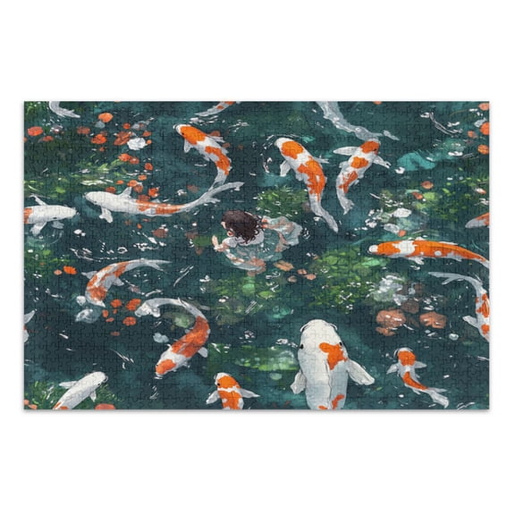 WOBOGO Goldfish Lass Jigsaw Puzzle Challenge 500 Piece Jigsaw Suitable for Game Night Finished Size 20.5 x 14.9in