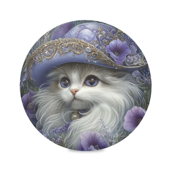 WOBOGO Gorgeous Persian Cat Round Placemats Set of 1 Heat Resistant Washable Kitchen Table Decorations 15.4in