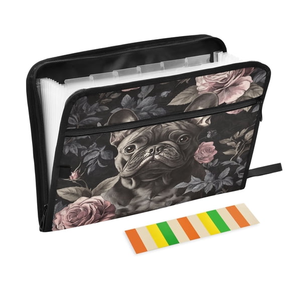 WOBOGO Gotland Ros Bulldog Pattern Expanding File Folder Letter Size Accordion Filing Organizer 13 Pocket Separate Organ Pocket
