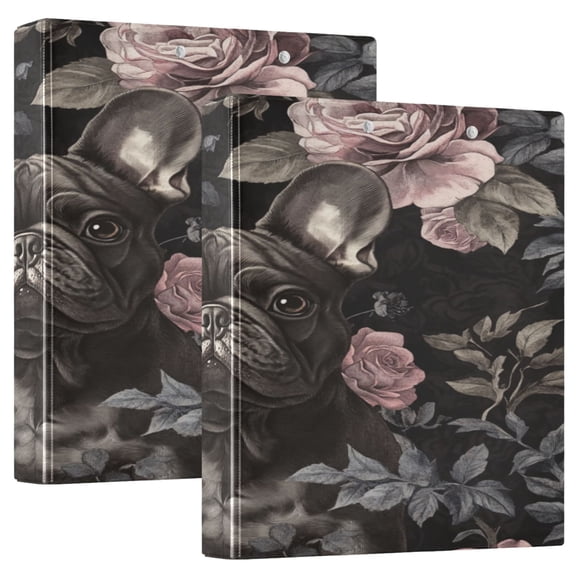 WOBOGO Gotland Ros Bulldog Pattern File Folders Extra Large Capacity to Hold 200 Sheets of Documents Hard Shell Ring Binder for School Home Office