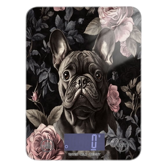 WOBOGO Gotland Ros Bulldog Pattern Kitchen Scale Digital Gram and Ounce Weighing for Cooking Baking Ketogenic Diet Meal Prep