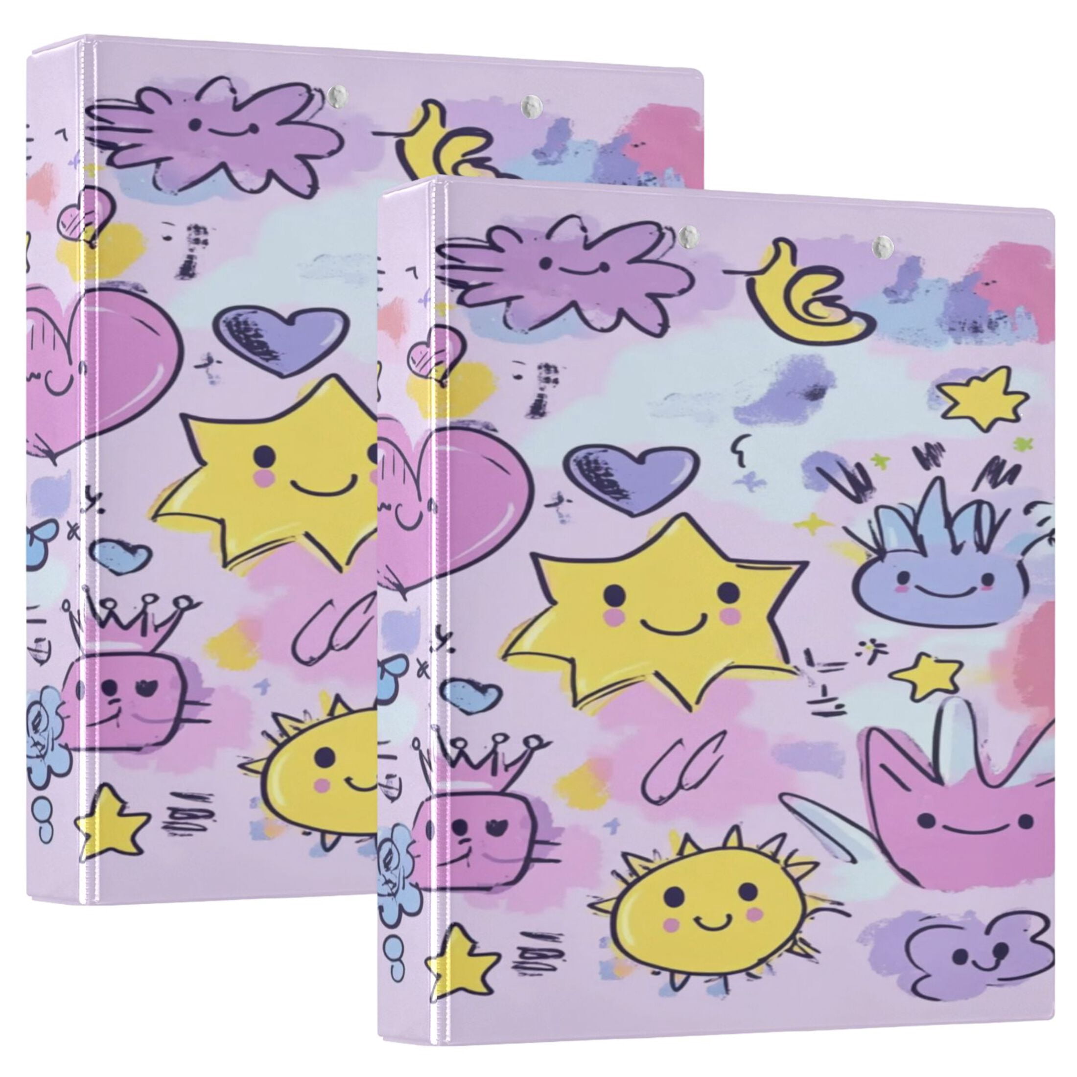 WOBOGO Graffiti Elements Pattern File Folders Extra Large Capacity to Hold 200 Sheets of Documents Hard Shell Ring Binder for School Home Office