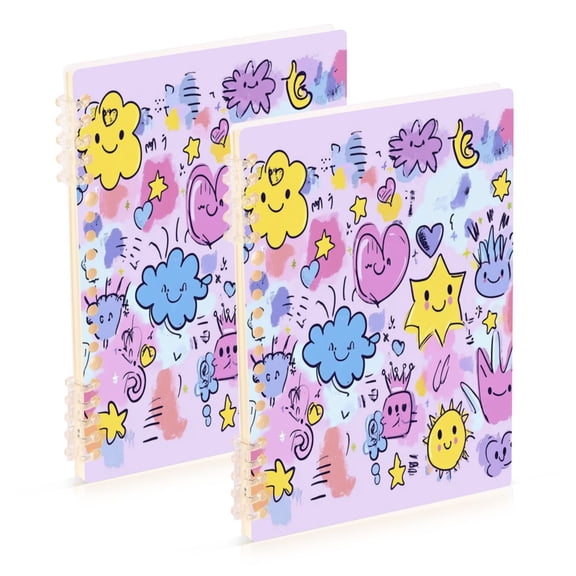 WOBOGO Graffiti Elements Pattern Notebook College Horizontal Grid Paper Ink Spill Resistant Water Resistant Cover 8.3x5.7x0.4in