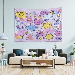 WOBOGO Graffiti Elements Pattern Tapestry 60×40in Home Living Room Bedroom Wall Hanging Ornaments