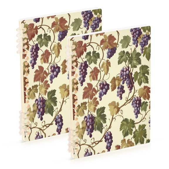 WOBOGO Grape Seamless Picture Notebook College Horizontal Grid Paper Ink Spill Resistant Water Resistant Cover 8.3x5.7x0.4in