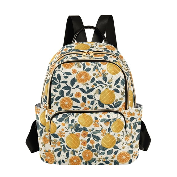 WOBOGO Grapefruit Leaf Pattern Backpack Durable Lightweight Shoulder Bag Built-in Laptop Sleeve and Multiple Utility Compartments