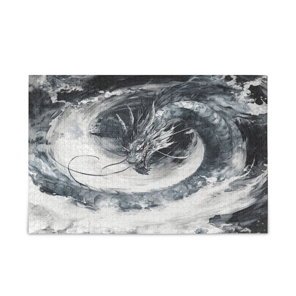 WOBOGO Gray Dragon Puzzle Challenge 1000 Piece Jigsaw Suitable for Game Night Finished Size 29.5 x 19.7in