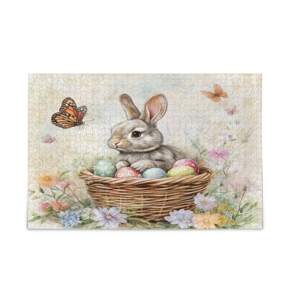 WOBOGO Gray Easter Rabbit Puzzle Challenge 1000 Piece Jigsaw Suitable for Game Night Finished Size 29.5 x 19.7in