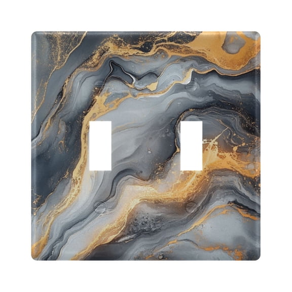 WOBOGO Gray Gilt Pattern 2-hole Switch Plates PC Flame Retardant Plastic Material Glossy Finish Smooth Touch 4.56x4.48x0.27in