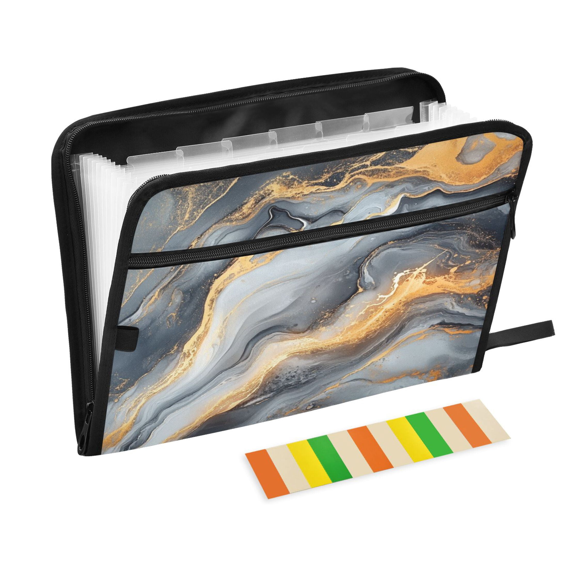 WOBOGO Gray Gilt Pattern Expanding File Folder Letter Size Accordion Filing Organizer 13 Pocket Separate Organ Pocket