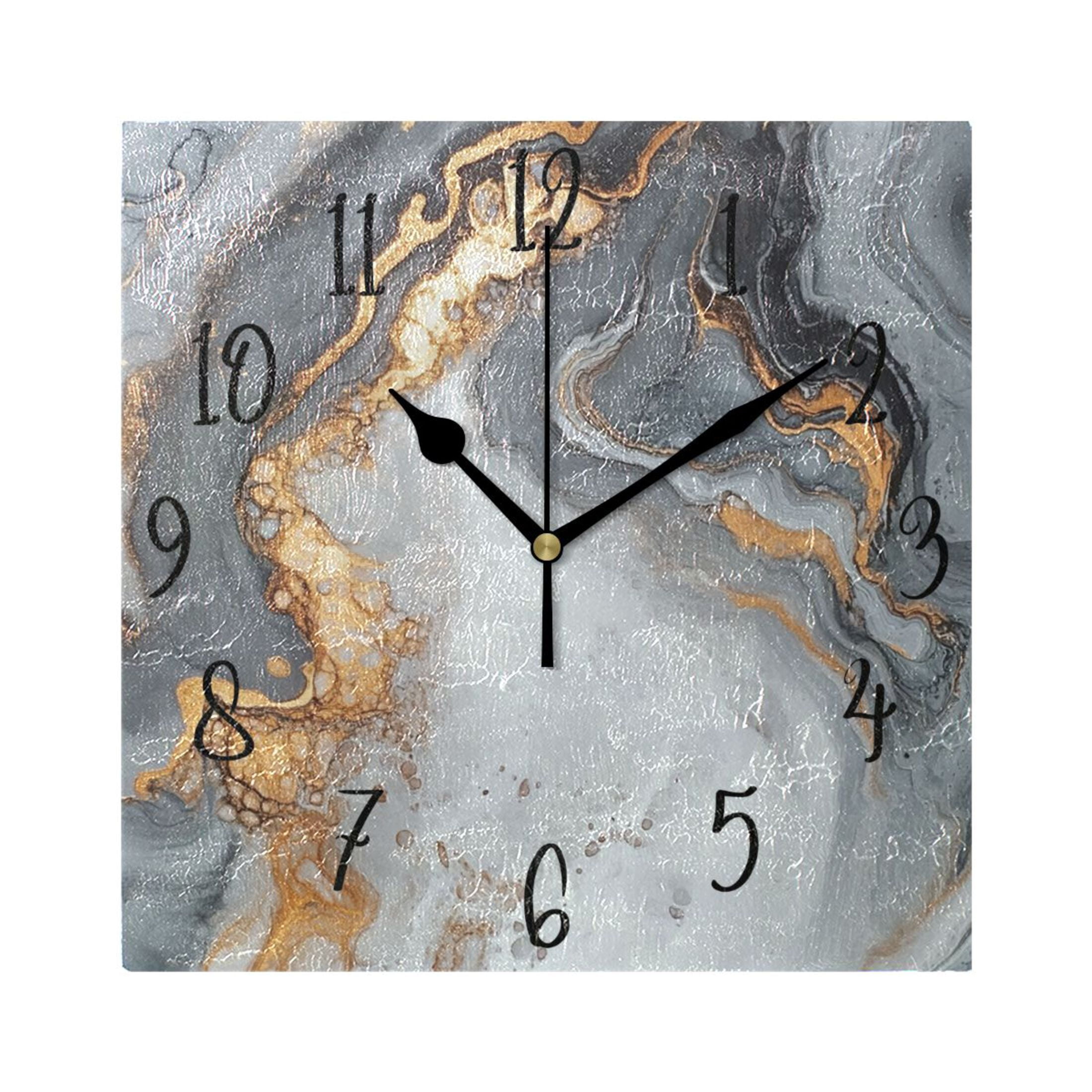 WOBOGO Gray Gilt Patterns Wall Clock 7.78 Inch Battery Operated Silent ...