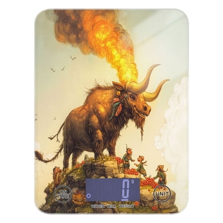 WOBOGO Great Fire Cow Pattern Kitchen Scale Digital Gram and Ounce Weighing for Cooking Baking Ketogenic Diet Meal Prep