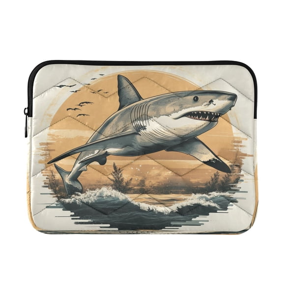 WOBOGO Great White Shark on The Oceans Illustration Laptop Sleeve 13.4 inch Lightweight Zipper Design Soft Padded Protection Against Scratches and Impacts