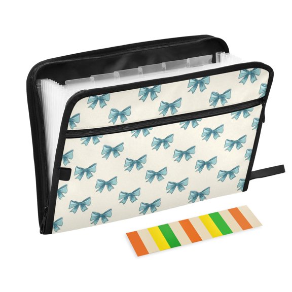 WOBOGO Green Bow Expanding File Folder Letter Size Accordion Filing Organizer 13 Pocket Separate Organ Pocket