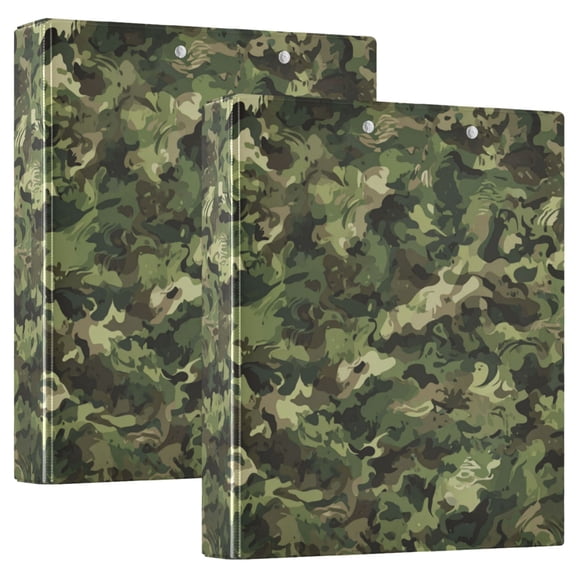 WOBOGO Green Camouflage File Folders Extra Large Capacity to Hold 200 Sheets of Documents Hard Shell Ring Binder for School Home Office