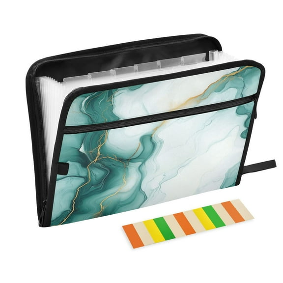 WOBOGO Green Gilt Marble Expanding File Folder Letter Size Accordion Filing Organizer 13 Pocket Separate Organ Pocket