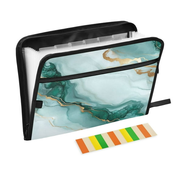 WOBOGO Green Gilt Marbles Expanding File Folder Letter Size Accordion Filing Organizer 13 Pocket Separate Organ Pocket