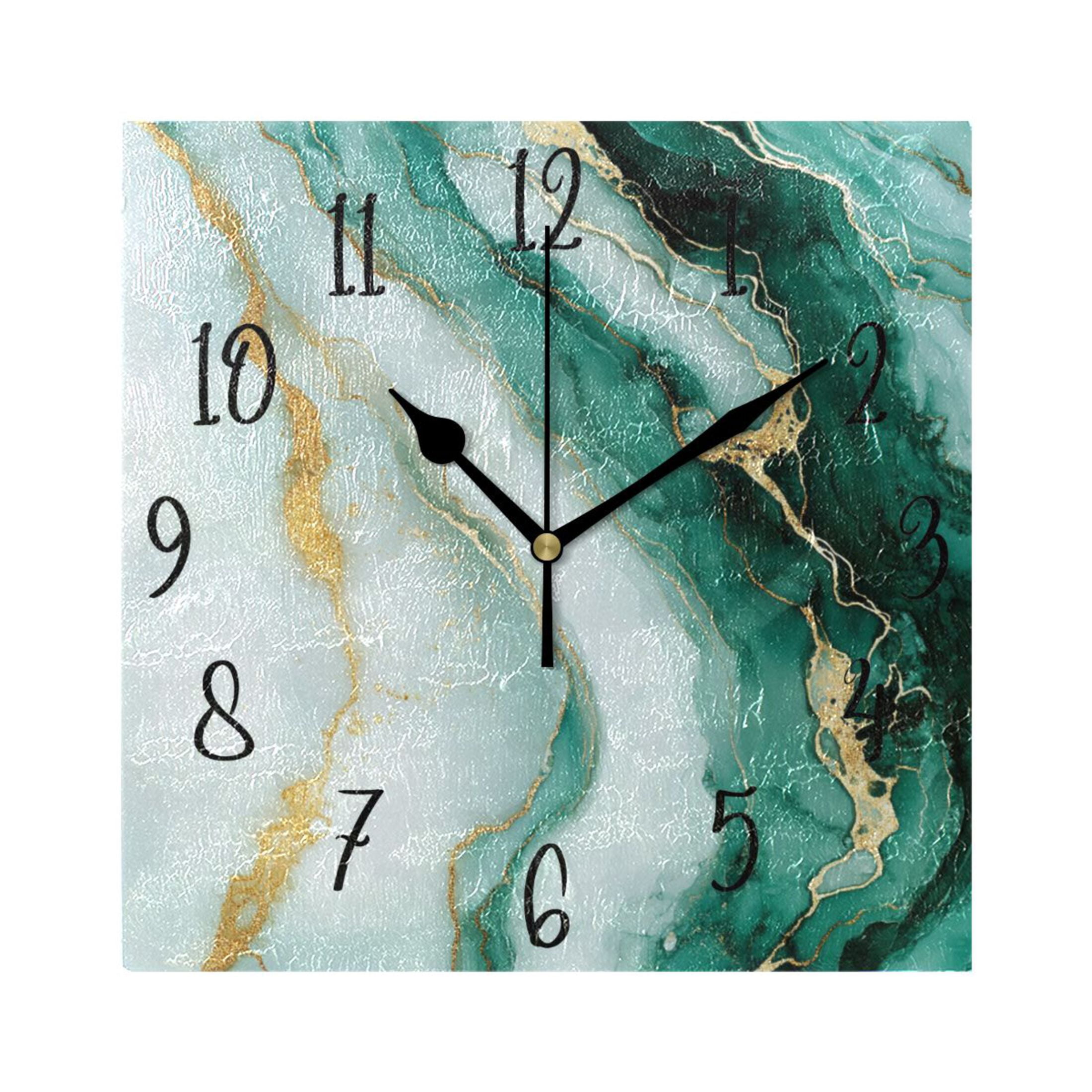 WOBOGO Green Gilt Pattern Wall Clock 7.78 Inch Battery Operated Silent ...