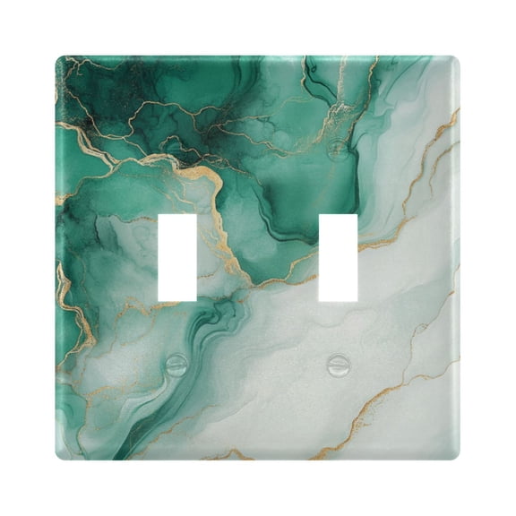 WOBOGO Green Gilt Patterns 2-hole Switch Plates PC Flame Retardant Plastic Material Glossy Finish Smooth Touch 4.56x4.48x0.27in