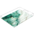thumbnail image 1 of WOBOGO Green Gilt Patterns Acrylic Serving Trays 15.7x11.8 Inch Spill Proof Clear Decorative Organizer with Handle, 1 of 7