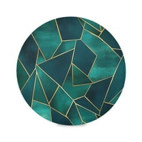 WOBOGO Green Gold Foil Pattern Round Placemats Set of 1 Heat Resistant Washable Kitchen Table Decorations 15.4in