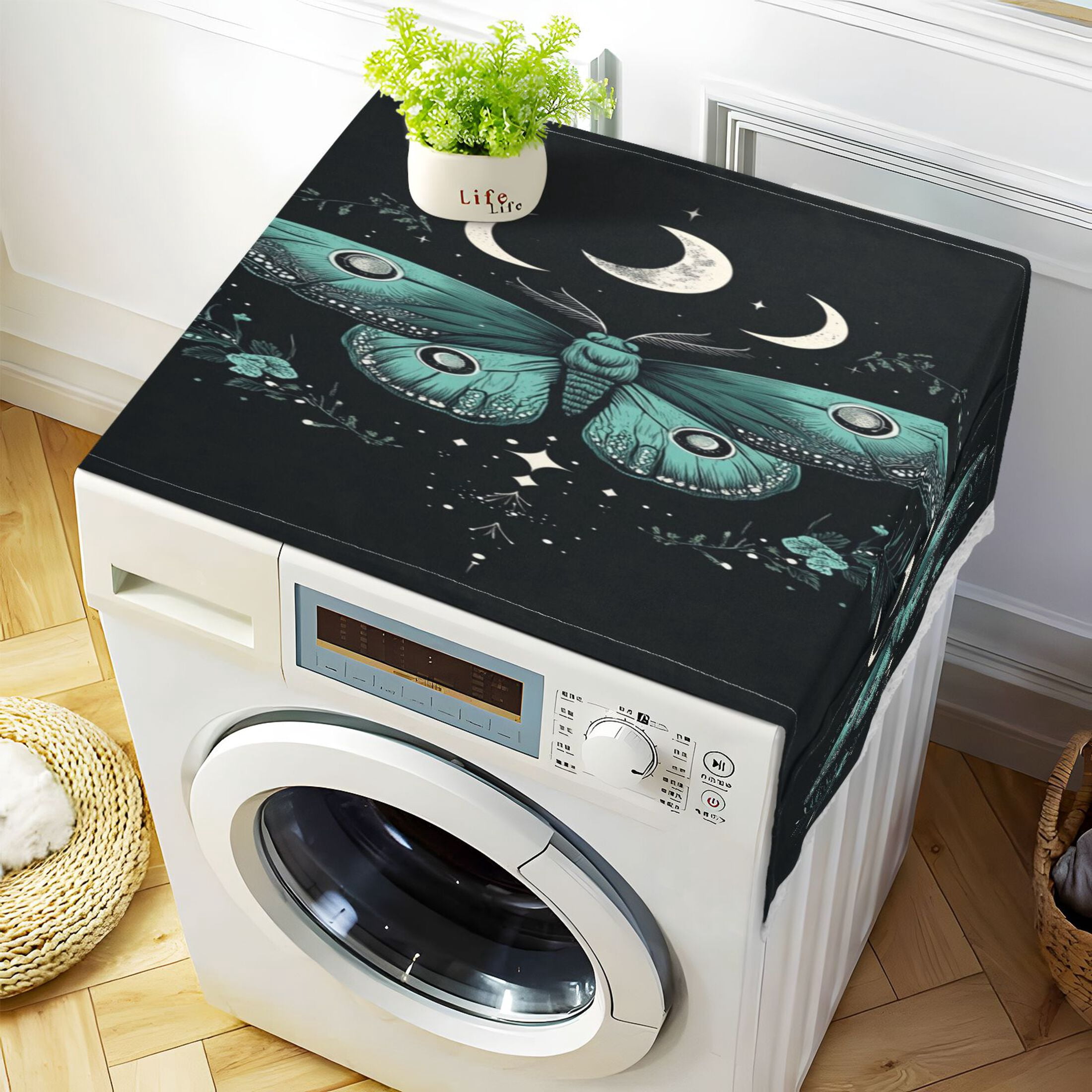WOBOGO Green Moth Washing Machine Cloth Dryer Refrigerator Top Cover Protective Non-Slip Mat For Kitchen Laundry