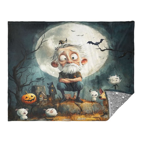 WOBOGO Halloween Atmosphere Facecloth Blanket Fluorescent Effect in The Dark Four Seasons of Comfortable and Soft Skin Friendly Sheet 7055in