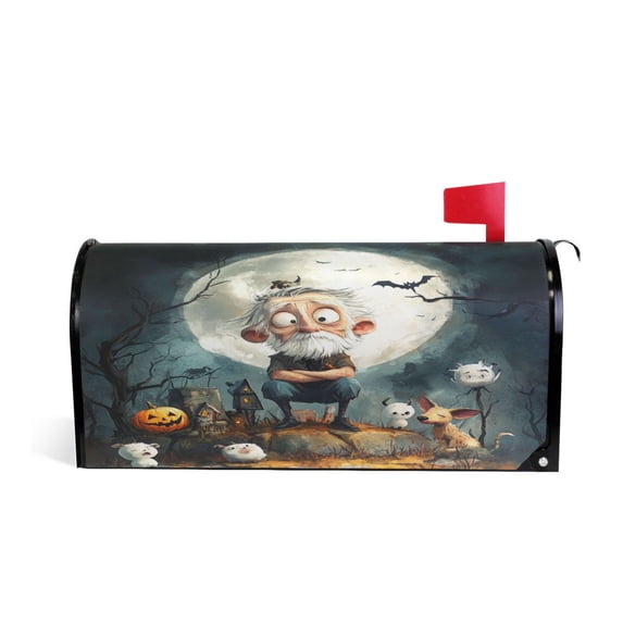 WOBOGO Halloween Atmosphere Mailbox Cover Magnetic for Garden Yard Home Decor Standard Size 25.4×20.78in