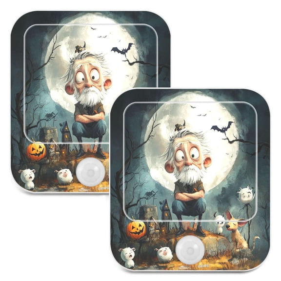 WOBOGO Halloween Atmosphere Night Light Lamp with Smart Sensor Dusk to Dawn Sensor 0.6W Plug-in 2-Pack