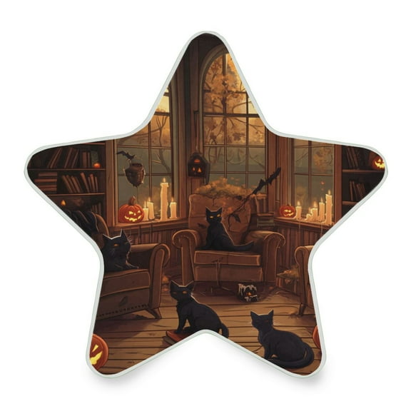 WOBOGO Halloween Cat LED Star Night Light 0.2 Watt Wall Plug Dusk to Dawn Auto Switch Adjustable Brightness Soft White Light
