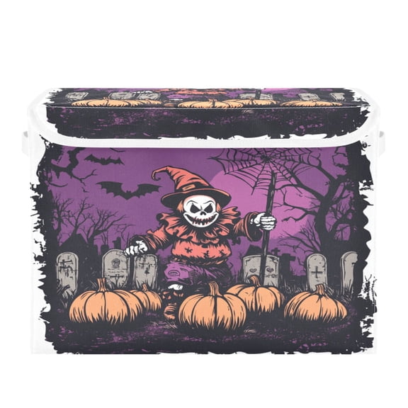 WOBOGO Halloween Clown Large Collapsible Storage Box Flip Lid Fabric Decorative Organizer Container Basket with Handles 16.512.611.8in
