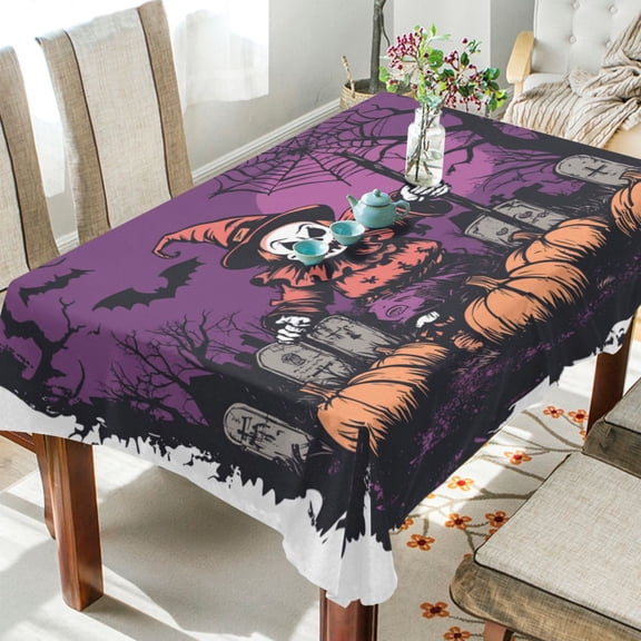 WOBOGO Halloween Clown Square Tablecloth 54×54in Polyester Fabric Tablecloth Washable Dust Resistant Wrinkle Resistant