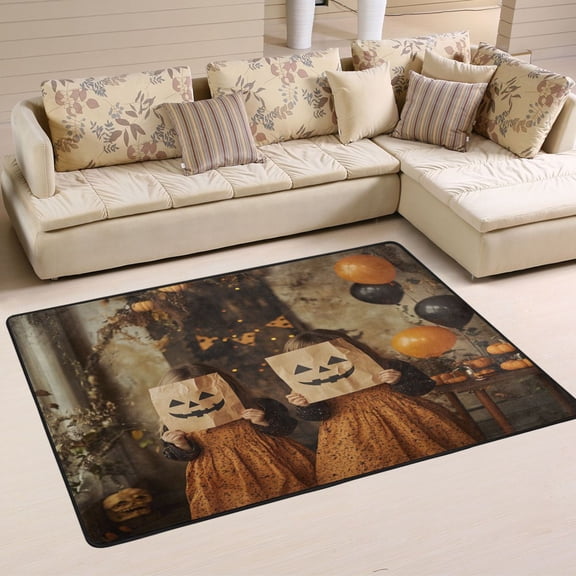 WOBOGO Halloween Costumes Carpet Non-Slip Rugs Soft Doormat 36×24in Living Dining Room Bedroom Decorative