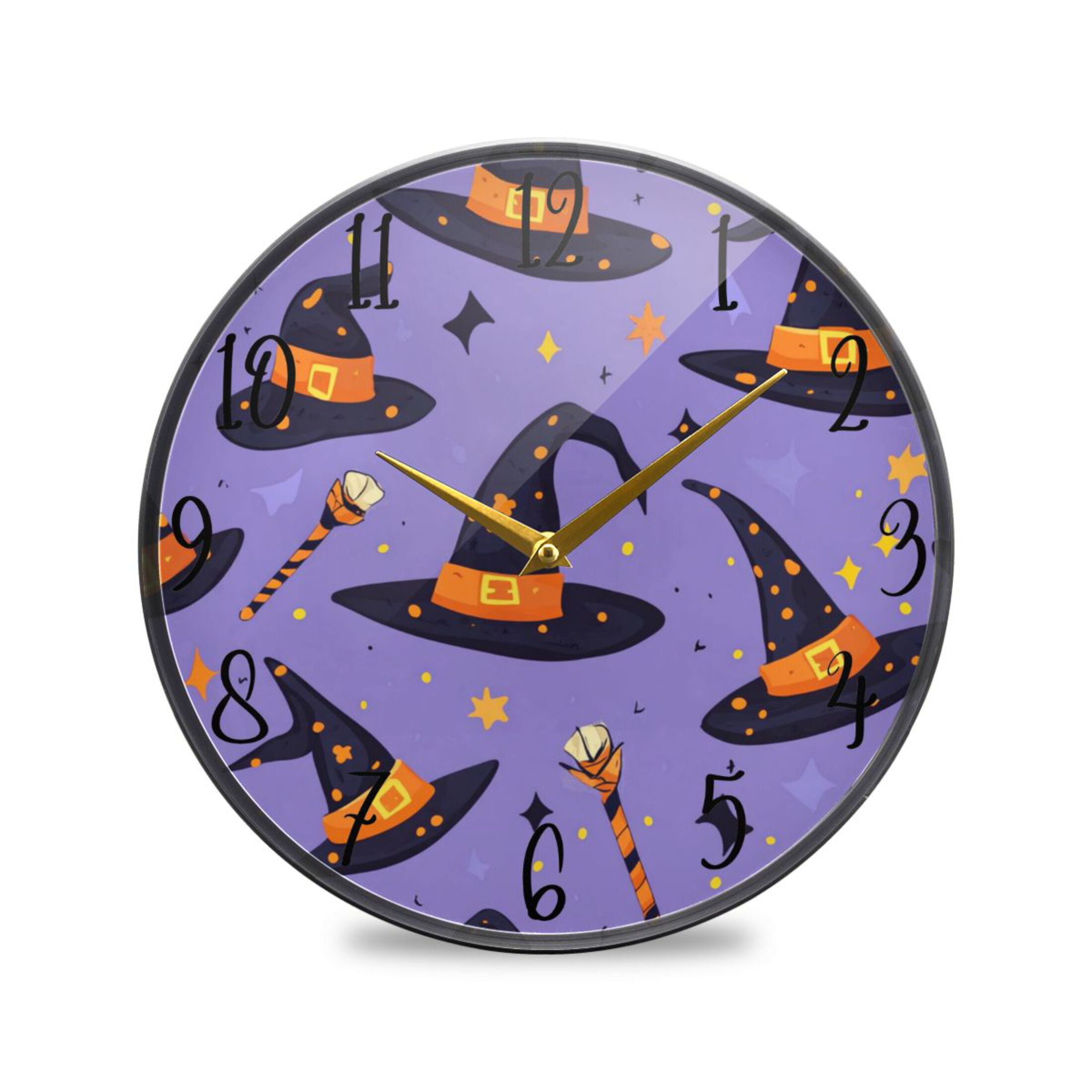 WOBOGO Halloween Magic Hat Acrylic Wall Clock Battery Operated 9.5in ...