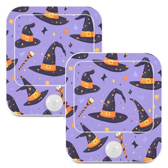 WOBOGO Halloween Magic Hat Night Light Lamp with Smart Sensor Dusk to Dawn Sensor 0.6W Plug-in 2-Pack