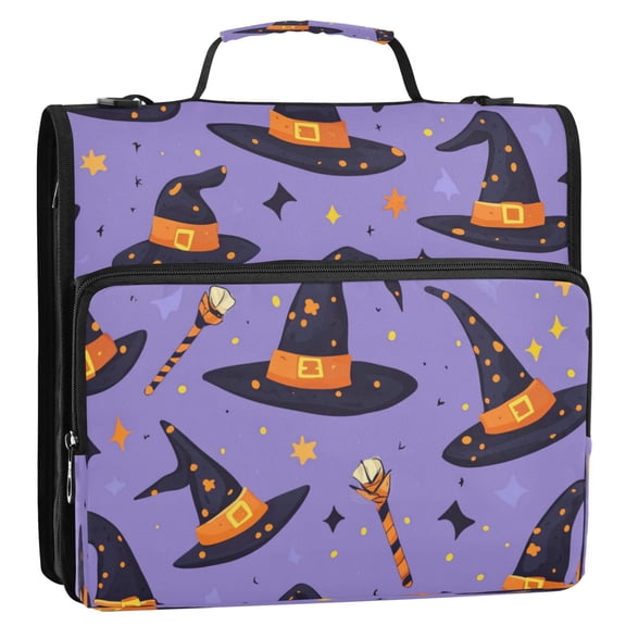 WOBOGO Halloween Magic Hat Ring Binder Bag 1.5in Folder Organizer with Shoulder Strap for 13Inch Laptop and 500 Sheets of Paper