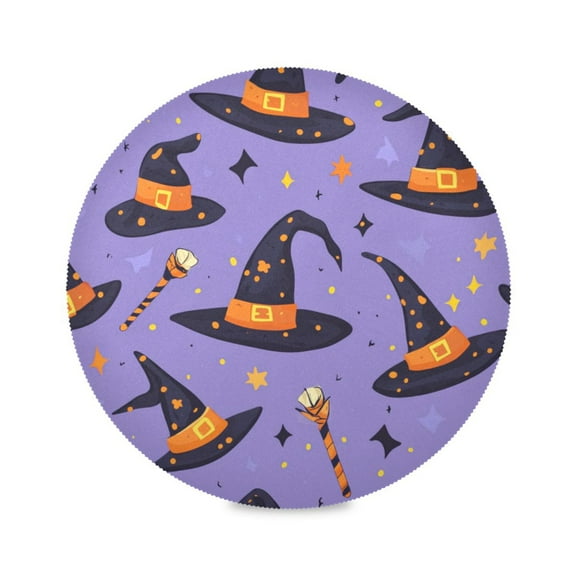 WOBOGO Halloween Magic Hat Round Placemats Set of 6 Heat Resistant Washable Kitchen Table Decorations 15.4in