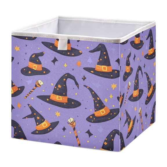 WOBOGO Halloween Magic Hat Storage Basket Foldable Easy to Clean Durable with Hollow Support Plate with Handle 15.75×10.63×6.96 in