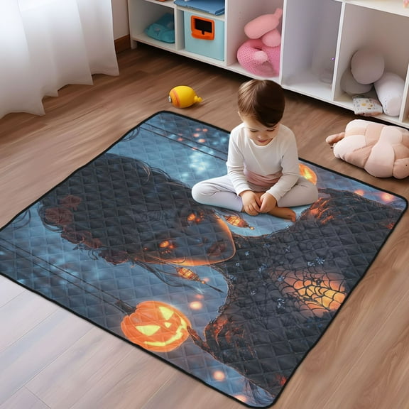 WOBOGO Halloween Queen Baby Playmats Extra Large Waterproof Rollable Activity Pads for Toddlers 5050inch
