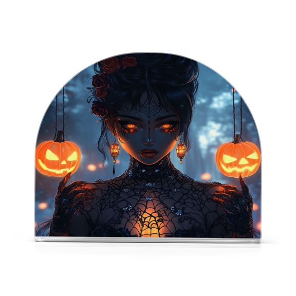 WOBOGO Halloween Queen Clear Acrylic Napkin Holder Kitchen Tissue Face Towel Cocktail Rack Bar Restaurant Dinner Paper Dispenser