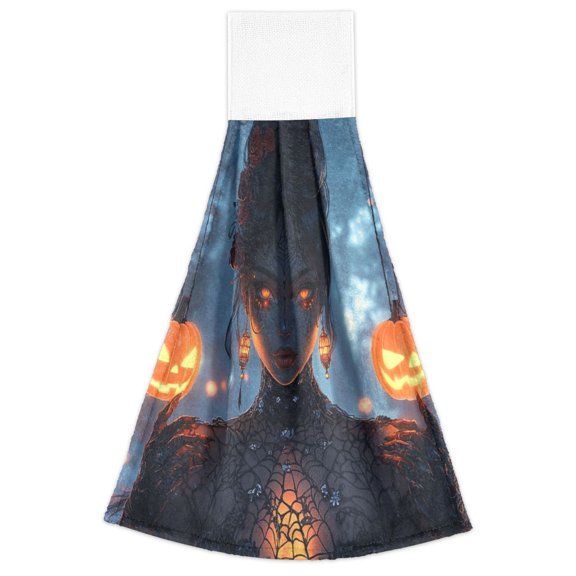 WOBOGO Halloween Queen Hand Towel Set of 2 Absorbent for Kitchen and Bathroom With Velcro Hanging Loop 18.214in