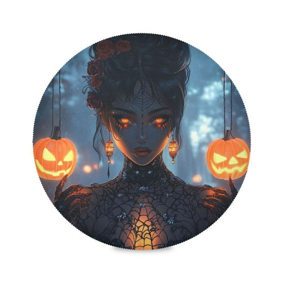 WOBOGO Halloween Queen Round Placemats Set of 1 Heat Resistant Washable Kitchen Table Decorations 15.4in