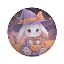 WOBOGO Halloween Rabbit Round Placemats Set of 1 Heat Resistant Washable Kitchen Table Decorations 15.4in