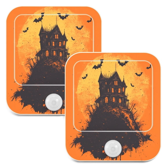 WOBOGO Halloween The Castle Night Light Lamp with Smart Sensor Dusk to Dawn Sensor 0.6W Plug-in 2-Pack