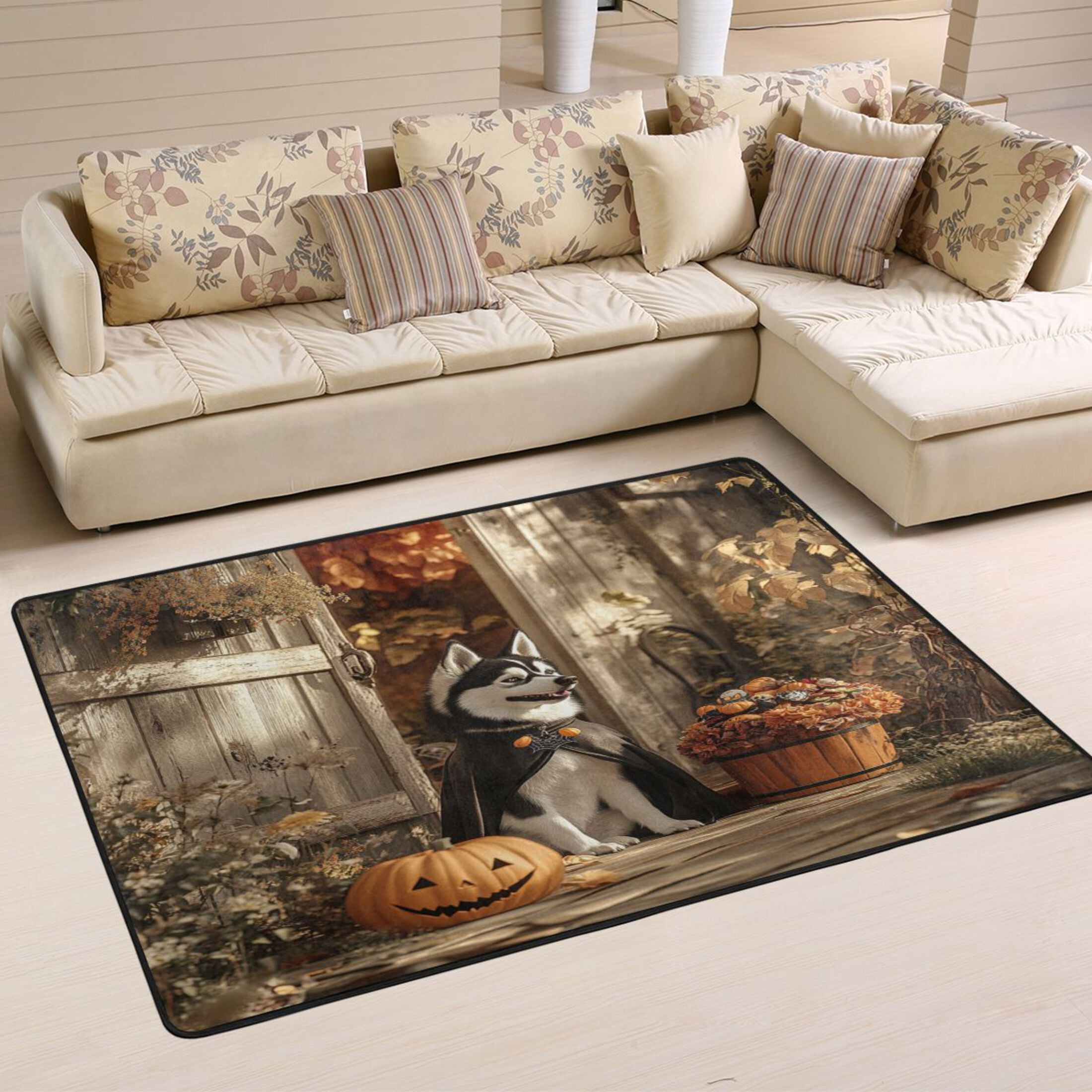 WOBOGO Hallowween Husky Carpet Non-Slip Rugs Soft Doormat 36×24in ...