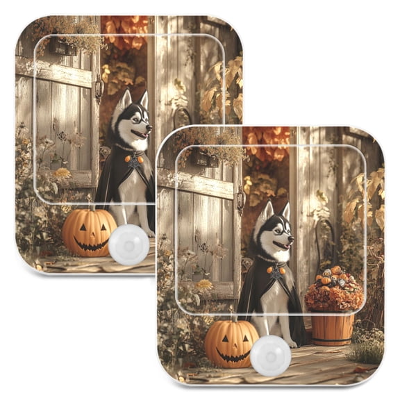 WOBOGO Hallowween Husky Night Light Lamp with Smart Sensor Dusk to Dawn Sensor 0.6W Plug-in 2-Pack