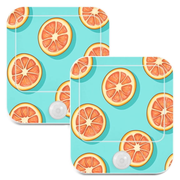 WOBOGO Halved Orange Pattern Night Light Lamp with Smart Sensor Dusk to Dawn Sensor 0.6W Plug-in 2-Pack