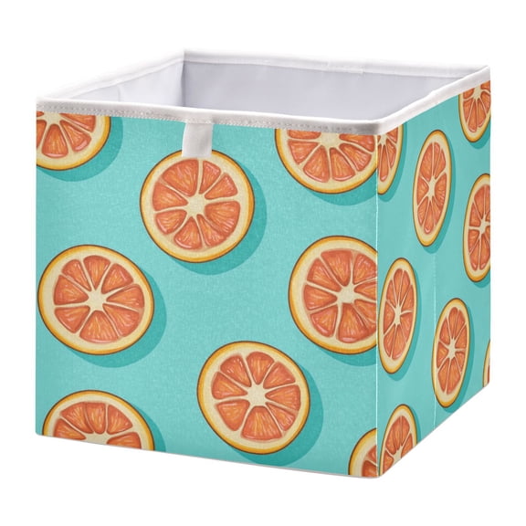 WOBOGO Halved Orange Pattern Storage Basket Foldable Easy to Clean Durable with Hollow Support Plate with Handle 15.75×10.63×6.96 in