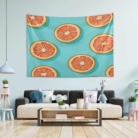 WOBOGO Halved Orange Pattern Tapestry 60×51in Home Living Room Bedroom Wall Hanging Ornaments